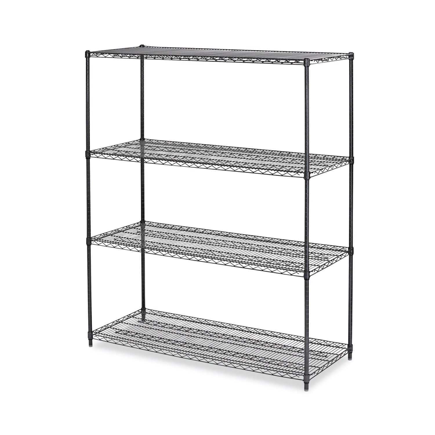 Alera All-Purpose Wire Shelving Starter Kit, Four-Shelf, 60w x 24d x 72h, Black Anthracite Plus