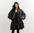 Gender-neutral Pleated Silhouette Ebony-brown Faux Leather PU Jacket