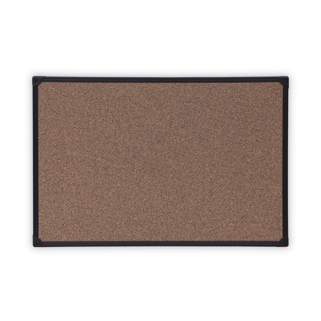 Universal Tech Cork Board, 36 x 24, Cork, Black Plastic Frame