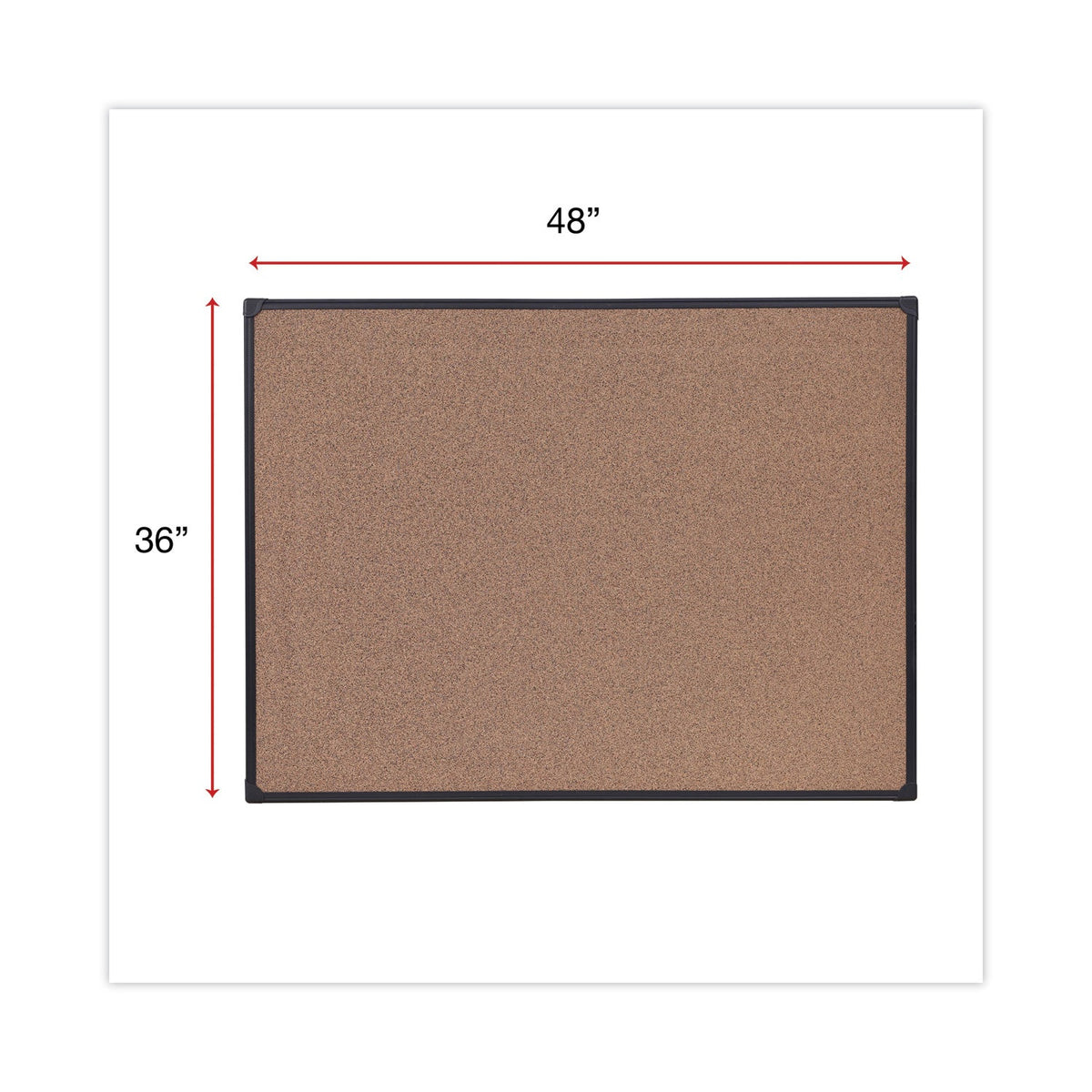 Universal Tech Cork Board, 48 x 36, Cork, Black Frame