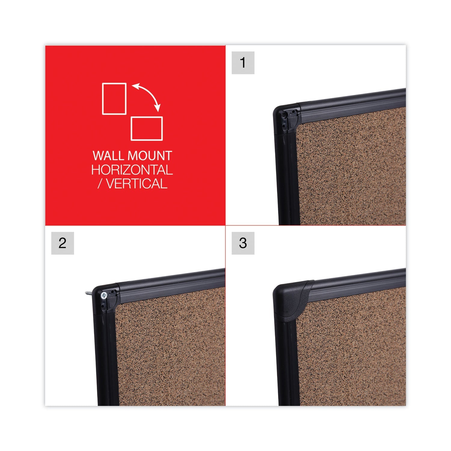 Universal Tech Cork Board, 48 x 36, Cork, Black Frame