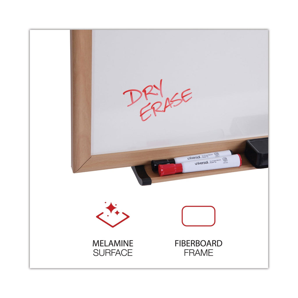 Universal Dry Erase Board, Melamine, 36 x 24, Oak Frame