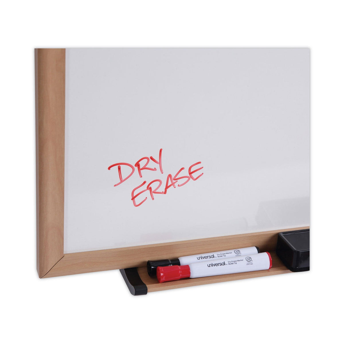 Universal Dry Erase Board, Melamine, 36 x 24, Oak Frame