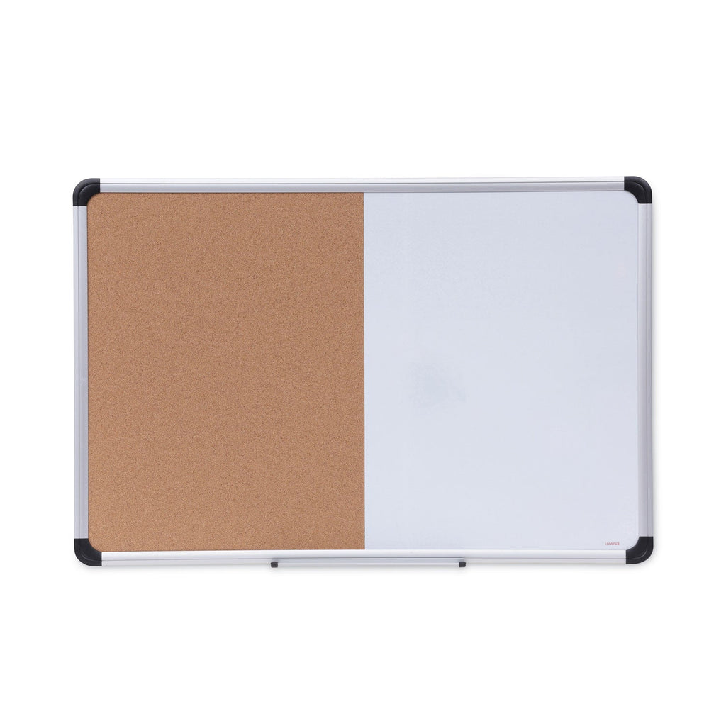 Universal Cork/Dry Erase Board, Melamine, 36 x 24, Black/Gray, Aluminum/Plastic Frame