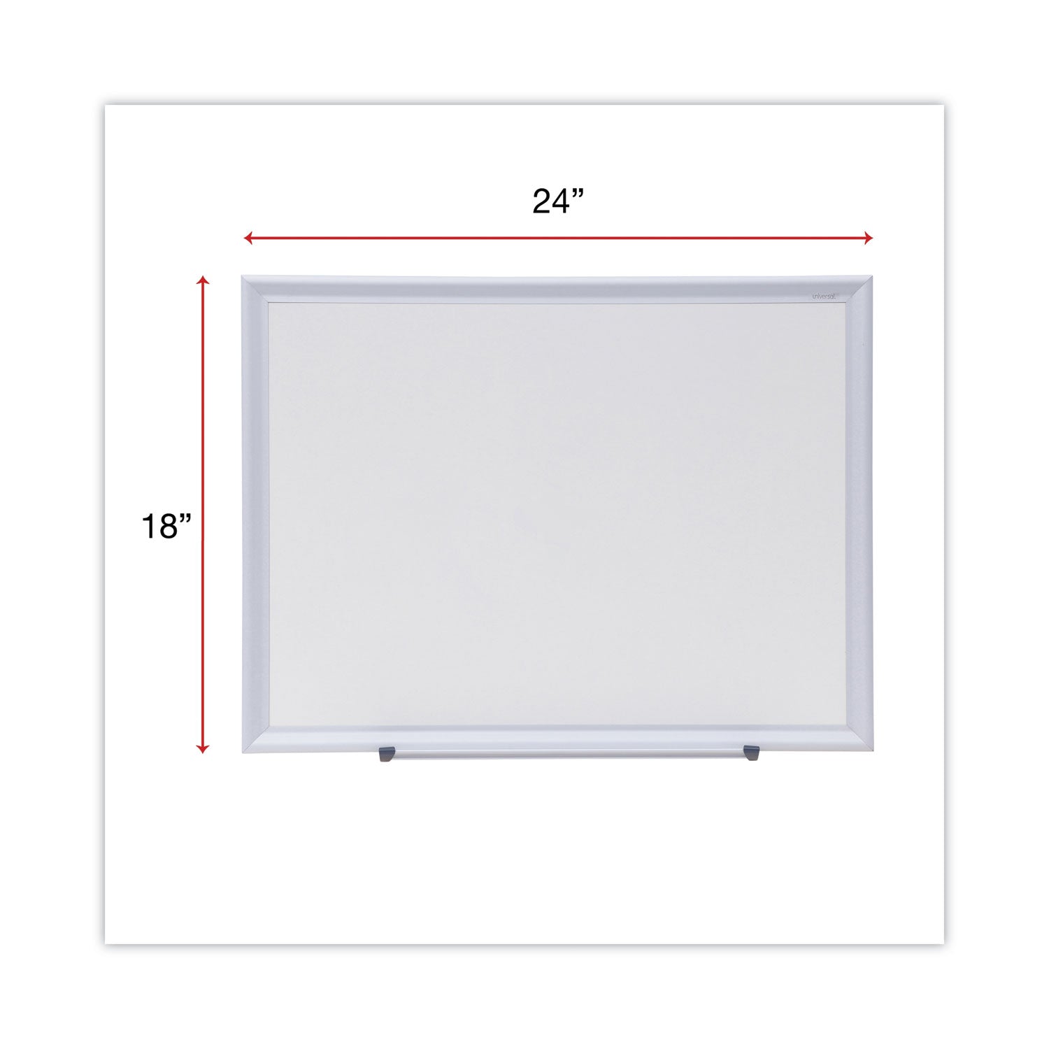 Universal Dry Erase Board, Melamine, 24 x 18, Aluminum Frame