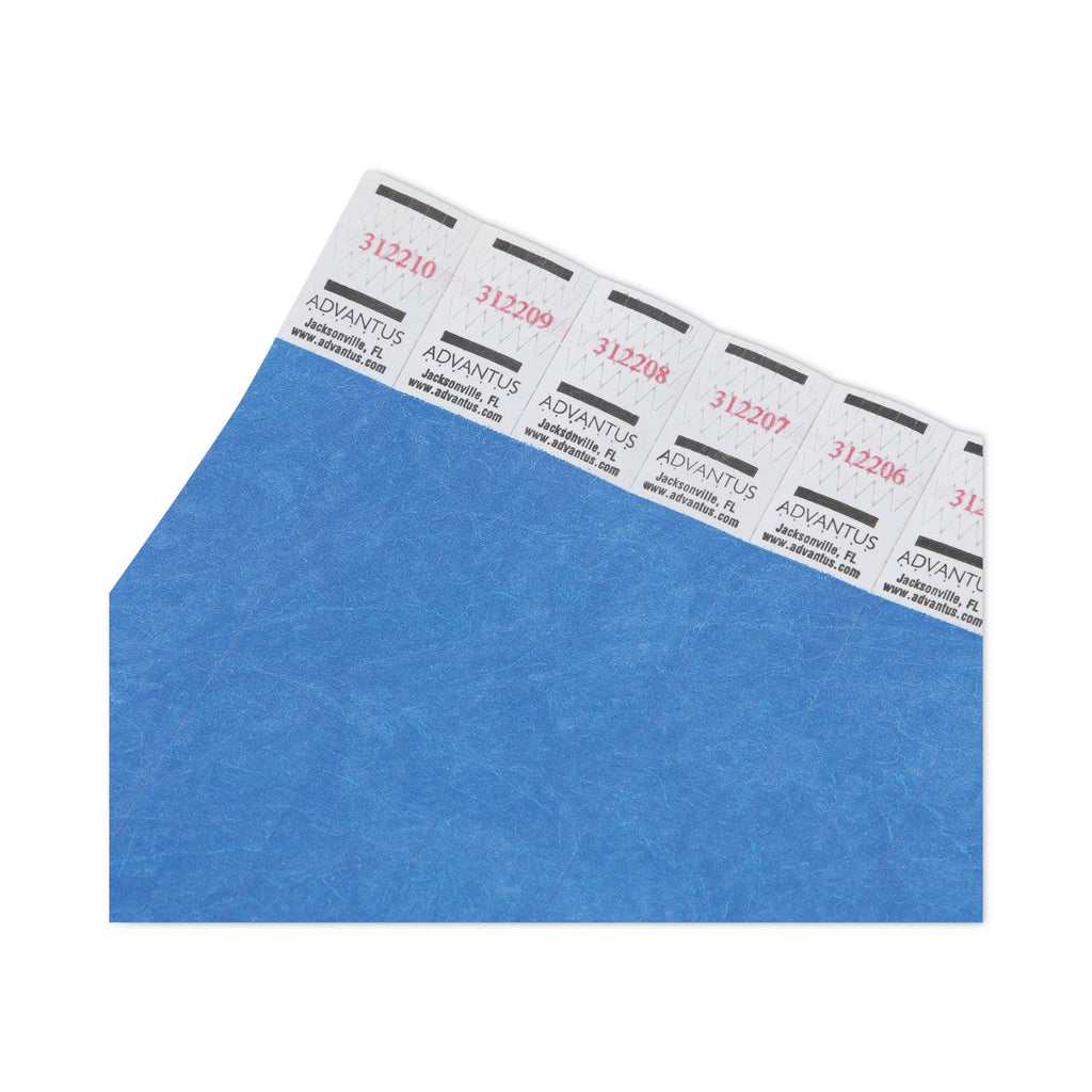 Advantus Crowd Management Wristbands, Sequentially Numbered, 10" x 0.75", Blue, 100/Pack