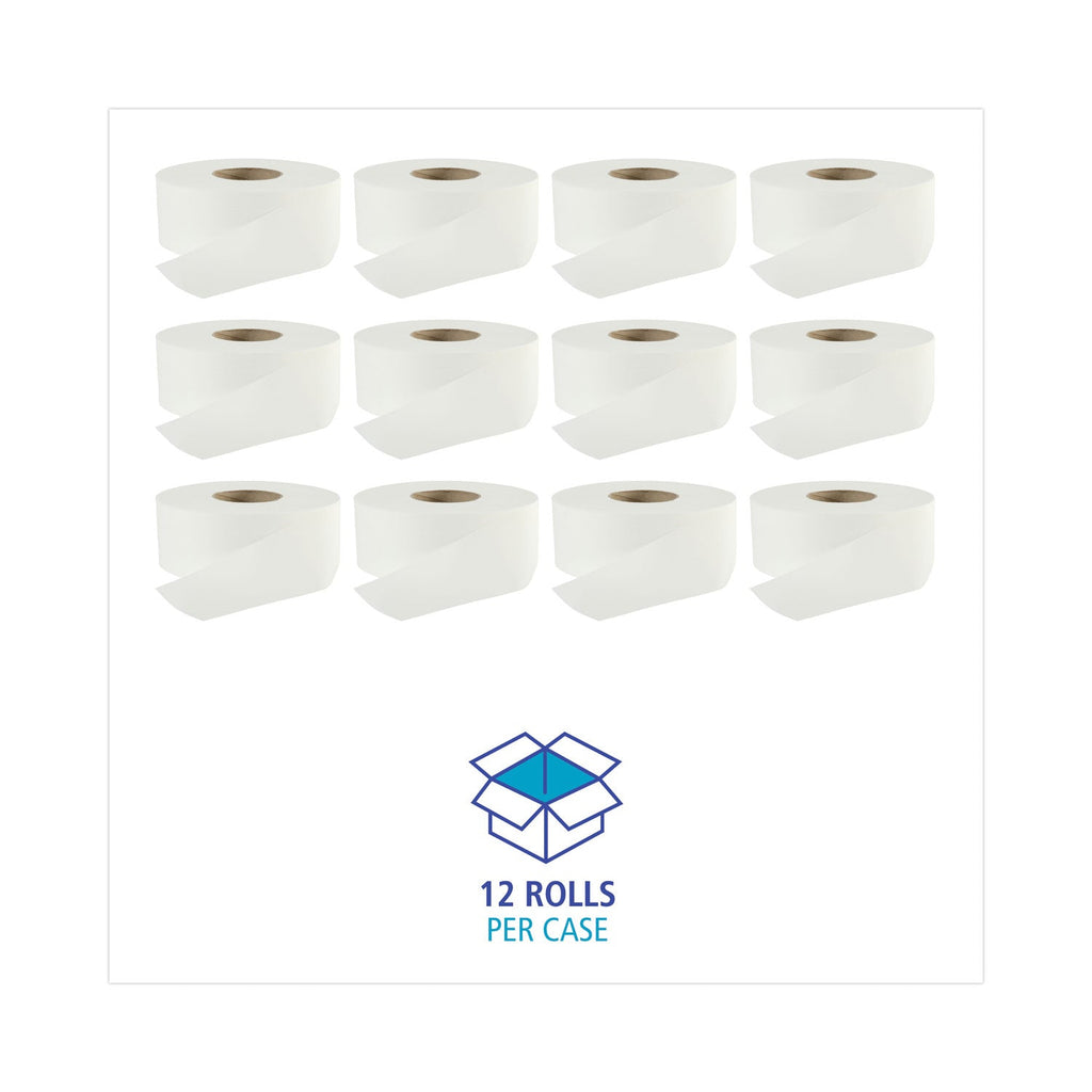 Boardwalk Jumbo Roll Bathroom Tissue, Septic Safe, 2-Ply, White, 3.2" x 525 ft, 12 Rolls/Carton