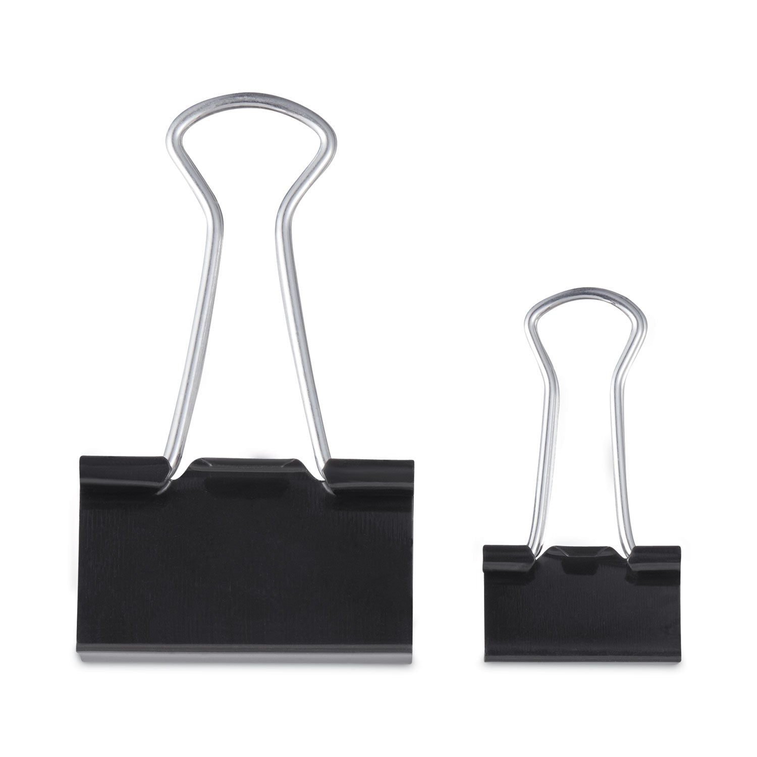 Universal Binder Clips with Storage Tub, (50) Small (0.75"), (10) Medium (1.25"), Black/Silver