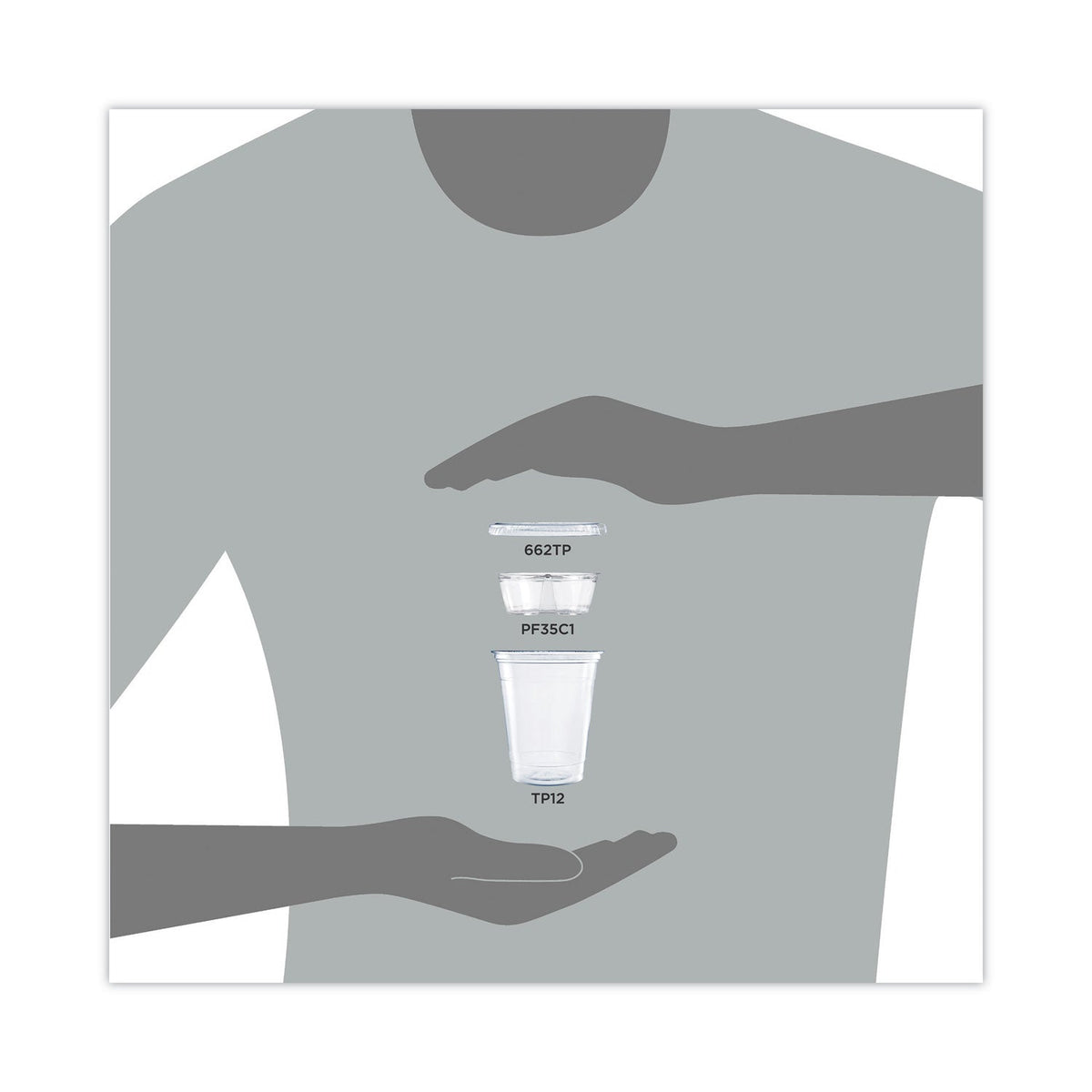 Dart Clear PET Cups with Single Compartment Insert, 12 oz, Clear, 500/Carton