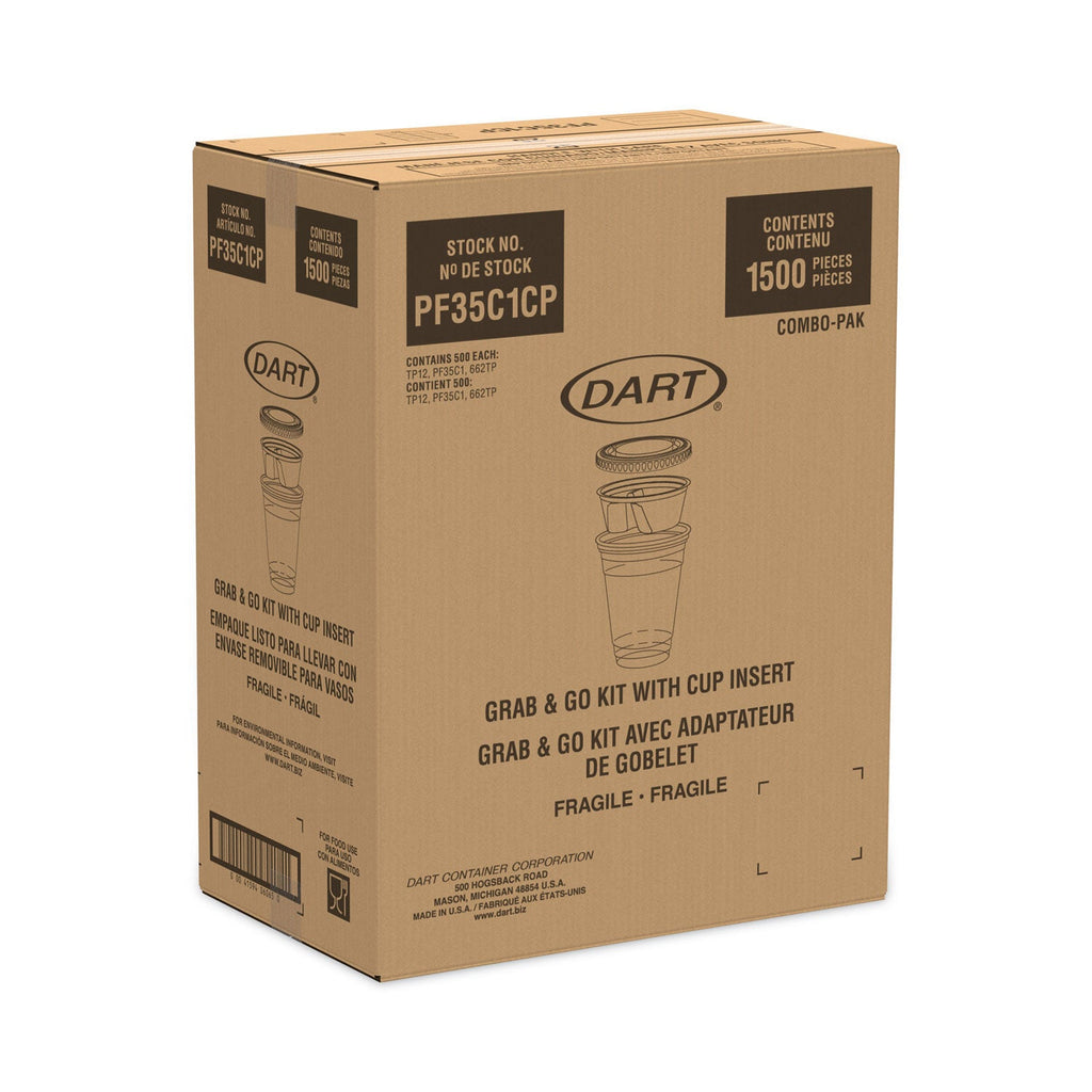 Dart Clear PET Cups with Single Compartment Insert, 12 oz, Clear, 500/Carton