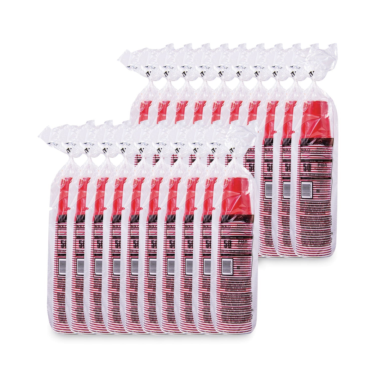 Dart Solo Plastic Party Cold Cups, 16 oz, Red, 50/Pack