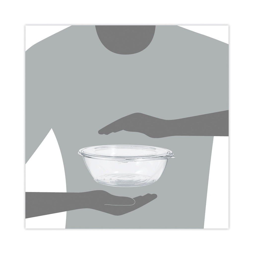 Dart Tamper-Resistant, Tamper-Evident Bowls with Flat Lid, 48 oz, 8.9" Diameter x 2.8"h, Clear, Plastic, 100/Carton