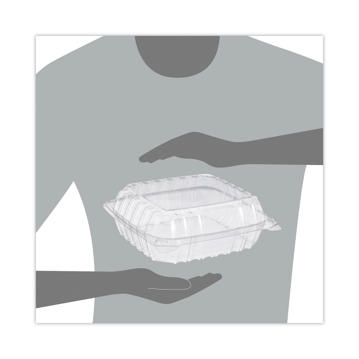 Dart ClearSeal Hinged-Lid Plastic Containers, 8.3 x 8.3 x 3, Clear, Plastic, 250/Carton
