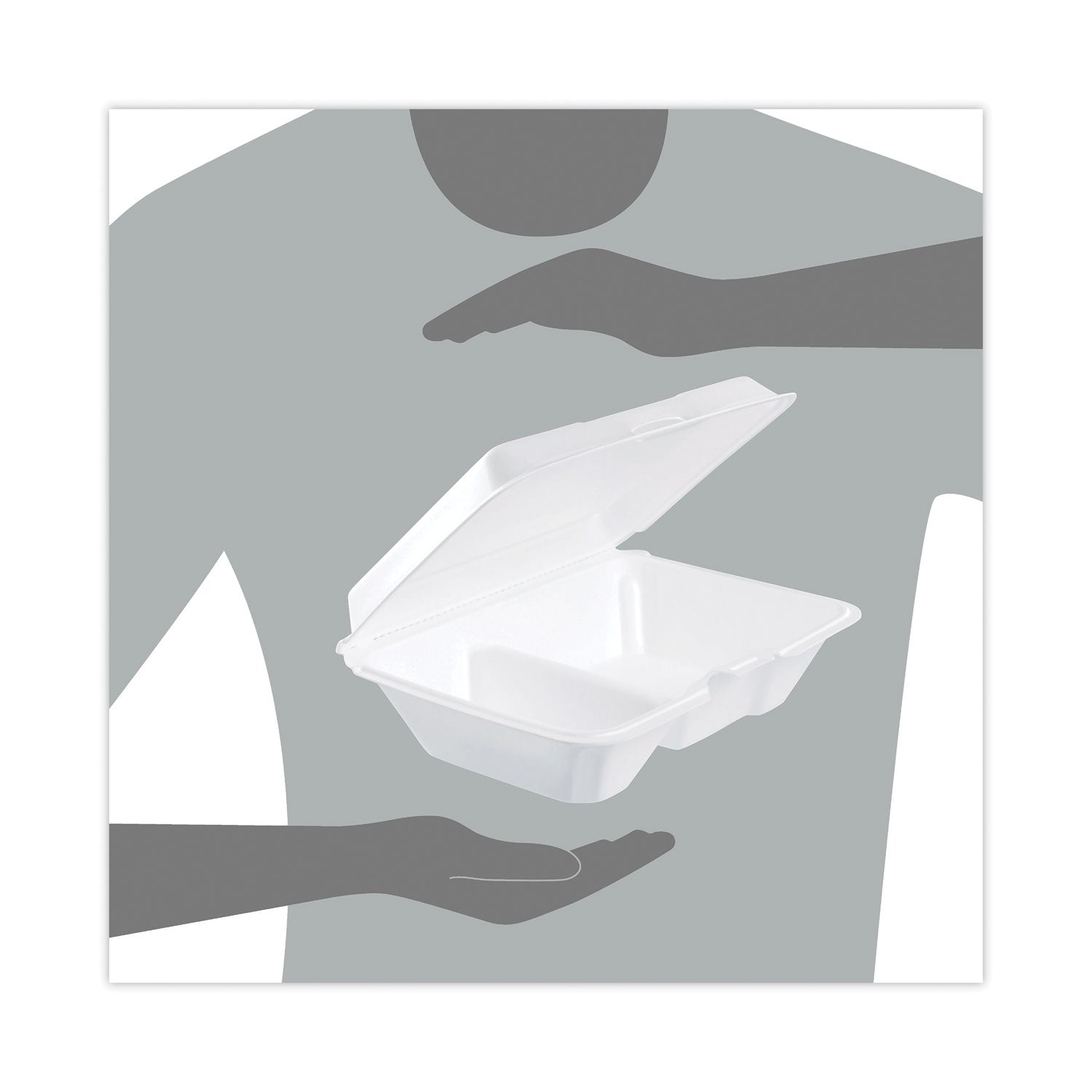Dart Foam Hinged Lid Containers, 6.4 x 9.33 x 2.9, White, 100/Bags, 2 Bags/Carton