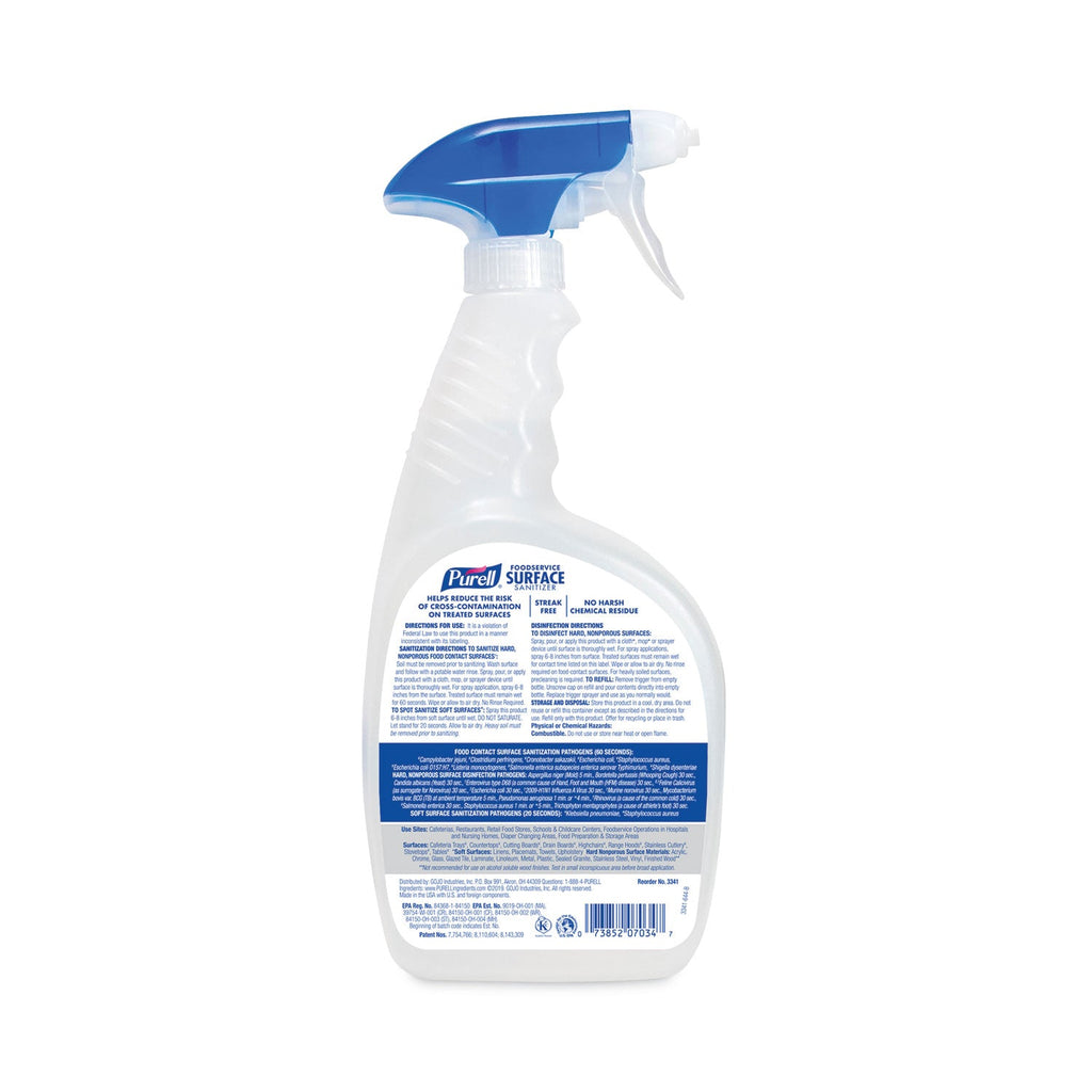 PURELL Foodservice Surface Sanitizer3, Fragrance Free, 32 oz Bottle with Spray Trigger Attached, 6/Carton