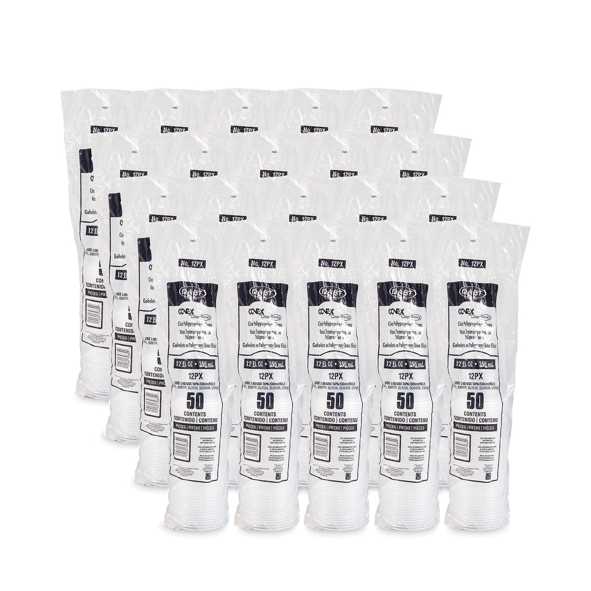 Dart Conex ClearPro Plastic Cold Cups, 12 oz, Clear, 50/Sleeve, 20 Sleeves/Carton