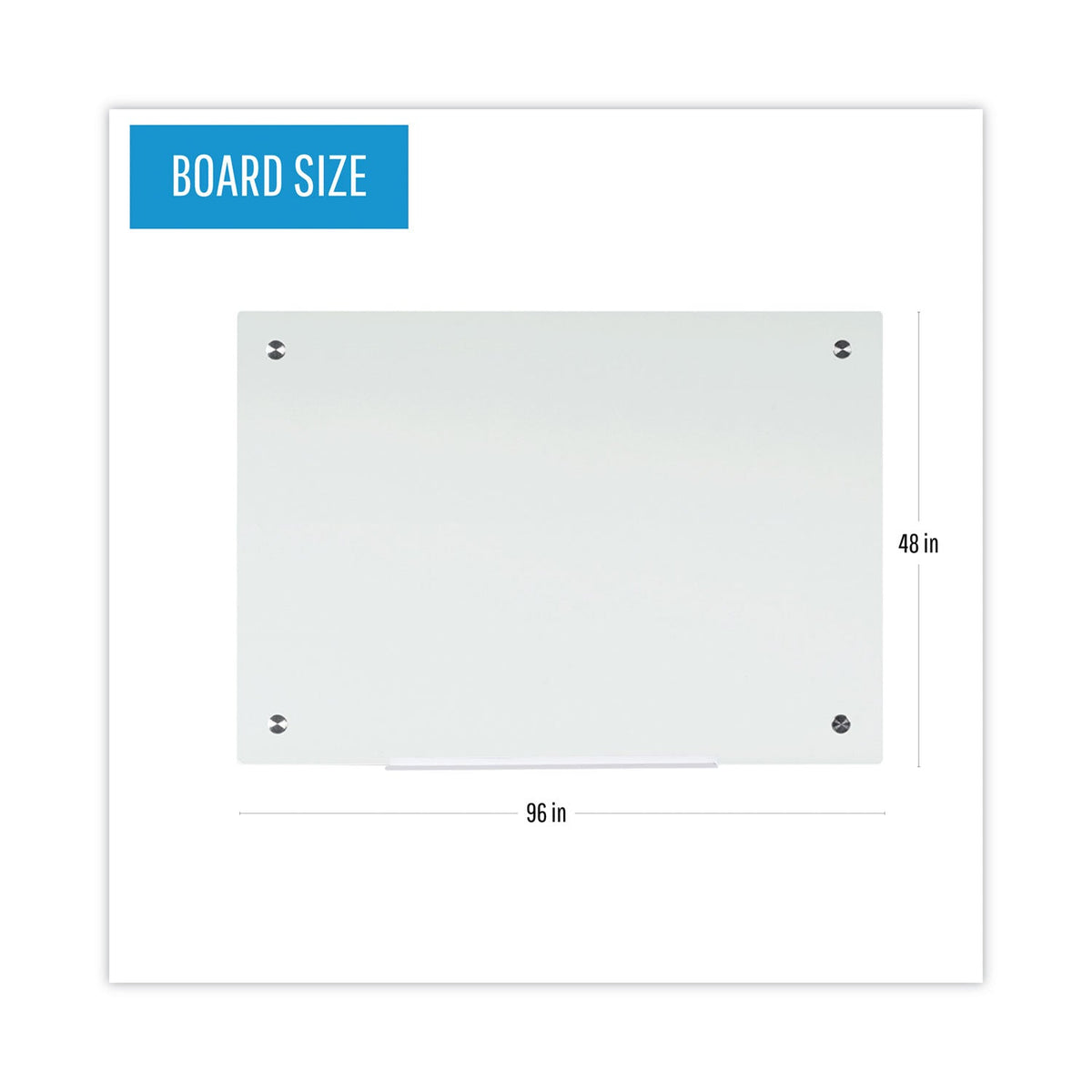 MasterVision Magnetic Glass Dry Erase Board, 98 x 52 x 2, Opaque White