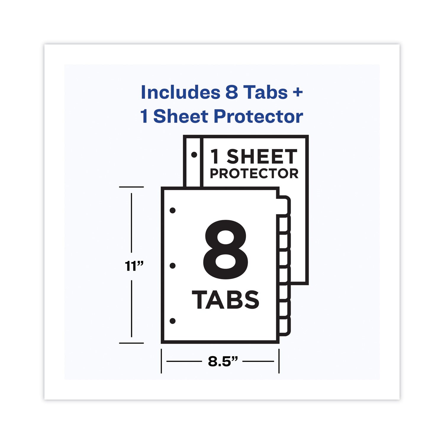 Avery Clear Easy View Plastic Dividers with Multicolored Tabs and Sheet Protector, 8-Tab, 11 x 8.5, Clear, 1 Set