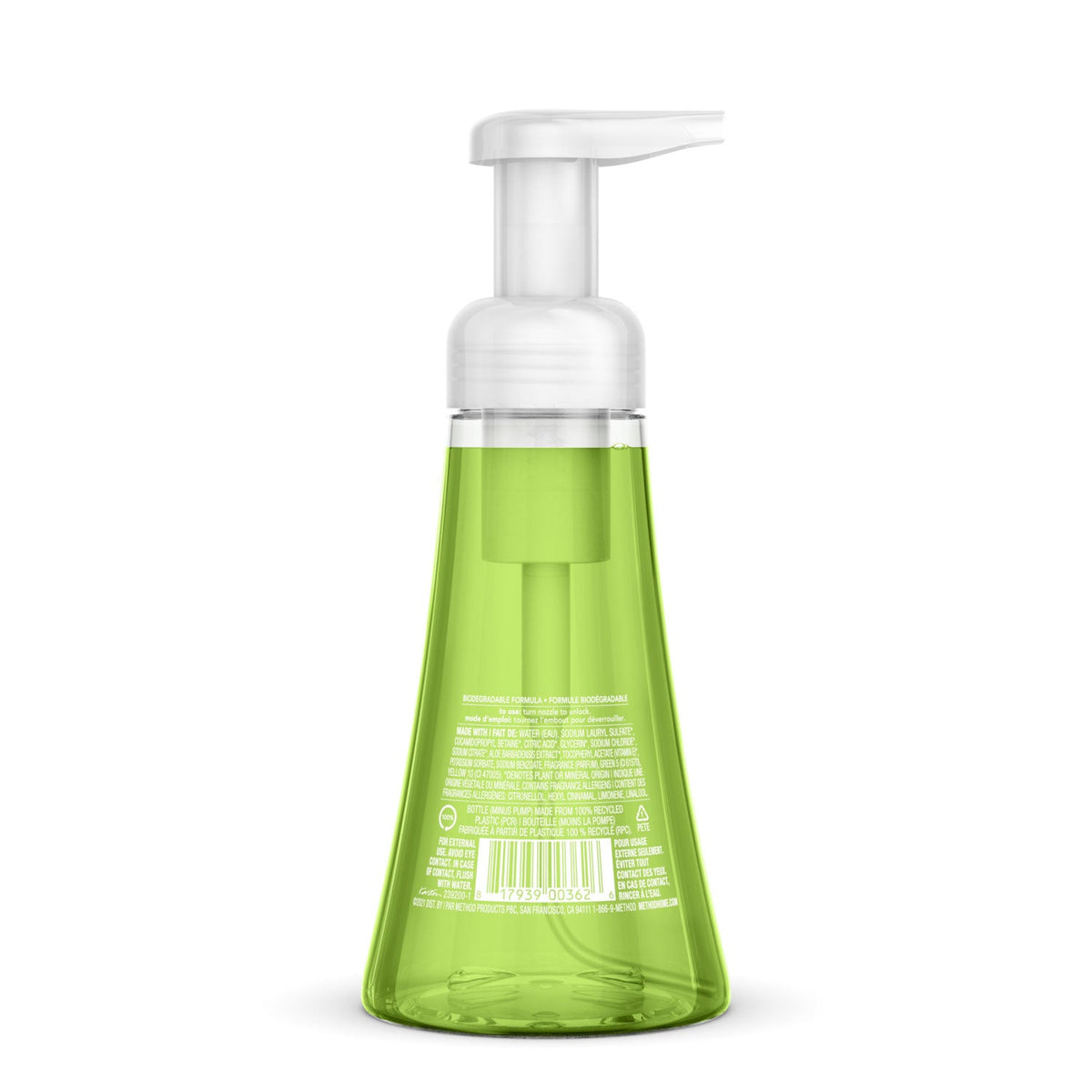 Method Foaming Hand Wash, Green Tea/Aloe, 10 oz Pump Bottle, 6/Carton