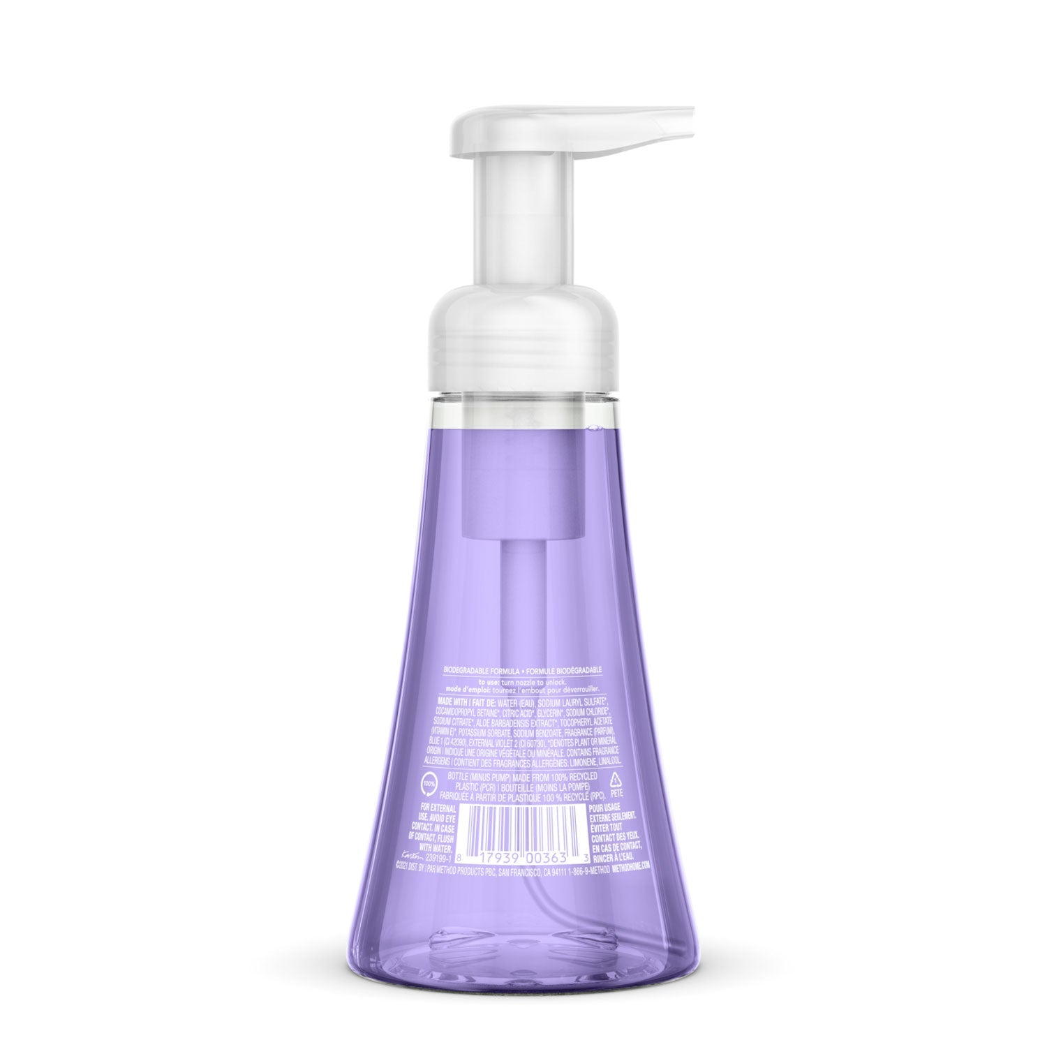 Method Foaming Hand Wash, French Lavender, 10 oz Pump Bottle, 6/Carton