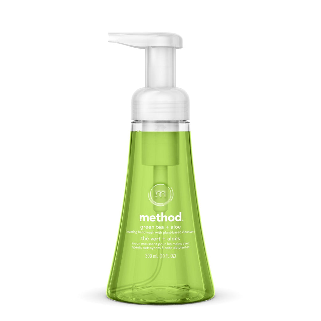 Method Foaming Hand Wash, Green Tea/Aloe, 10 oz Pump Bottle, 6/Carton