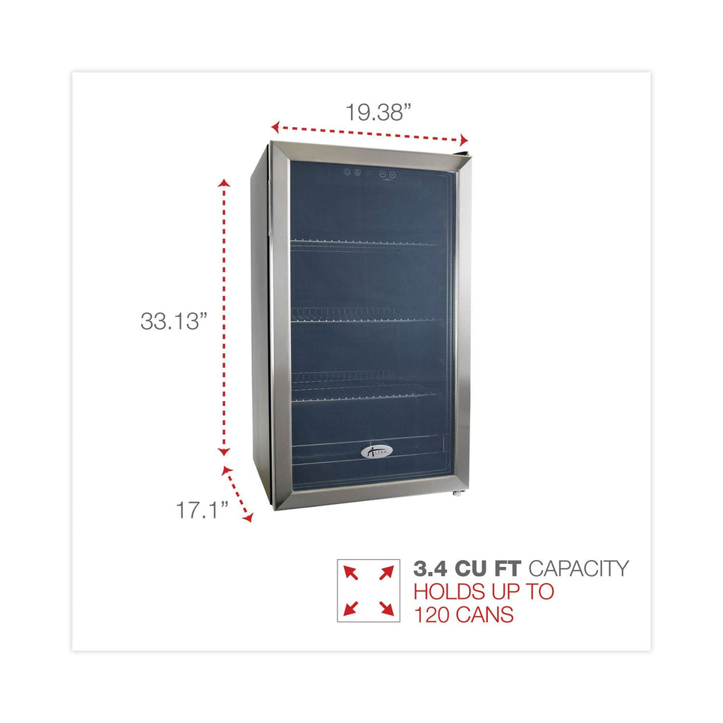 Alera 3.4 Cu. Ft. Beverage Cooler, Stainless Steel/Black