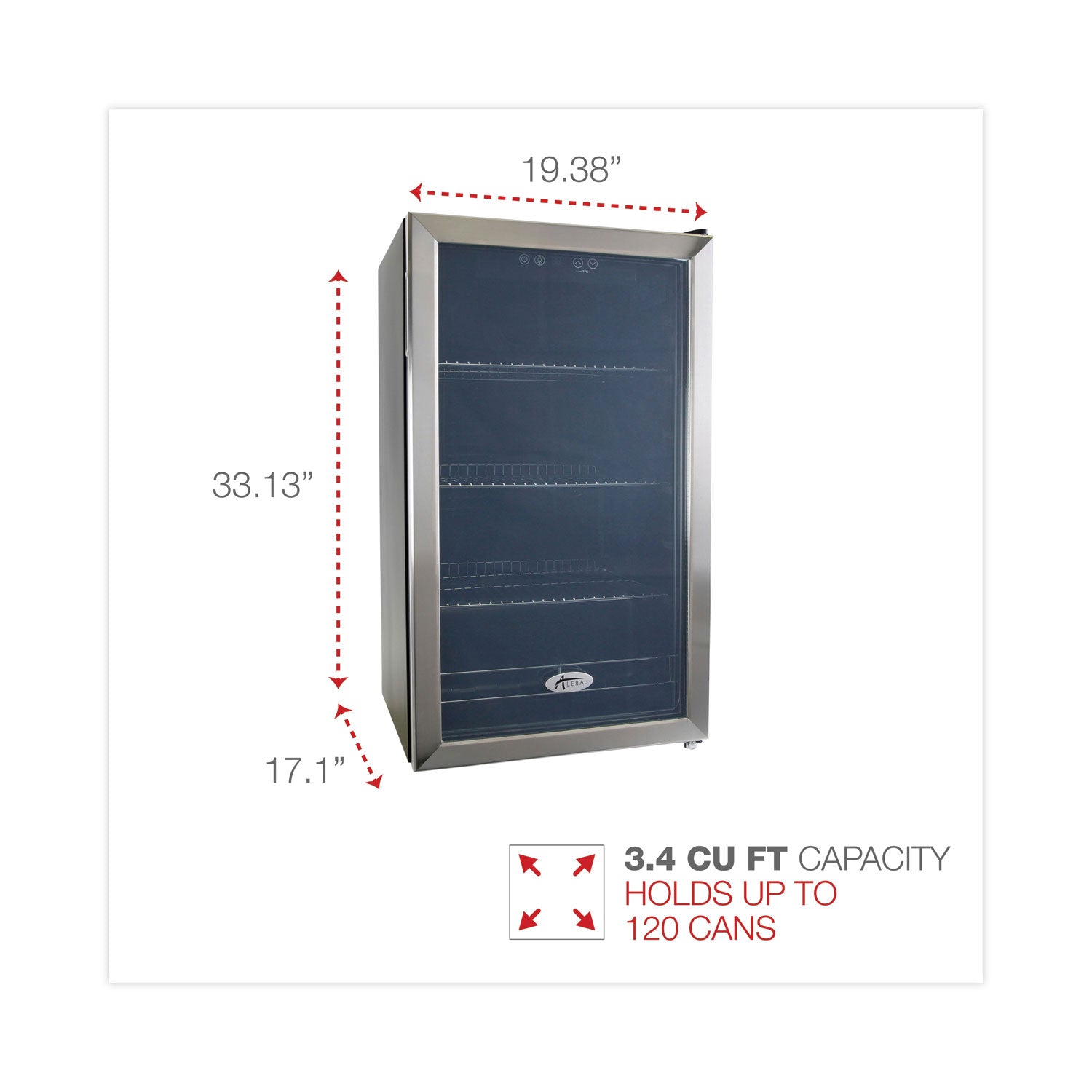 Alera 3.4 Cu. Ft. Beverage Cooler, Stainless Steel/Black