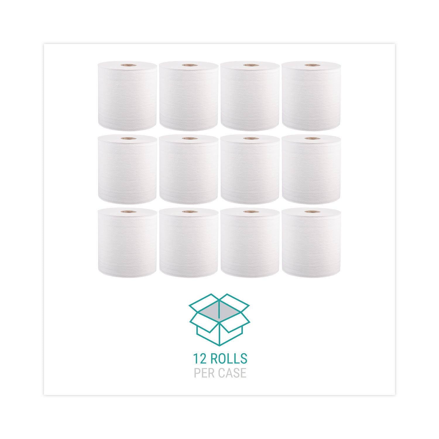 Windsoft Hardwound Roll Towels, 8" x 800 ft, White, 12 Rolls/Carton