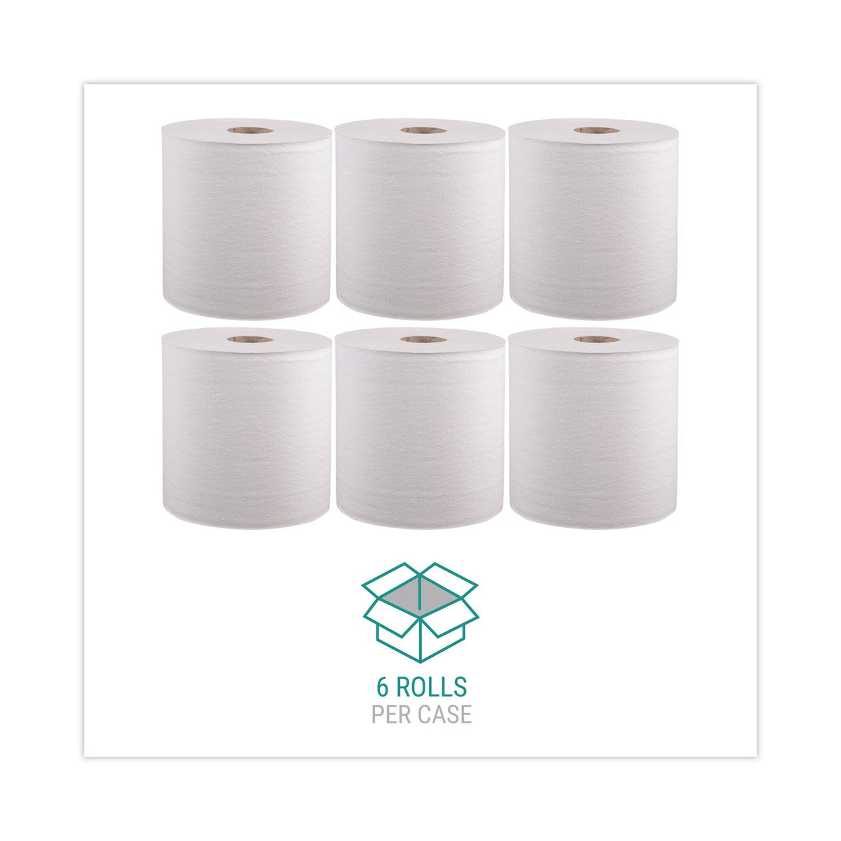 Windsoft Hardwound Roll Towels, 8" x 800 ft, White, 6 Rolls/Carton