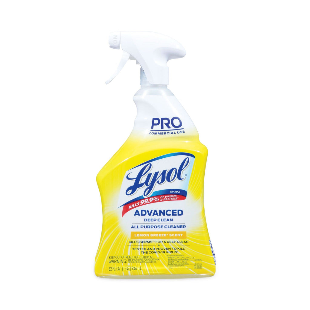 Professional LYSOL Advanced Deep Clean All Purpose Cleaner, Lemon Breeze, 32 oz Trigger Spray Bottle, 12/Carton