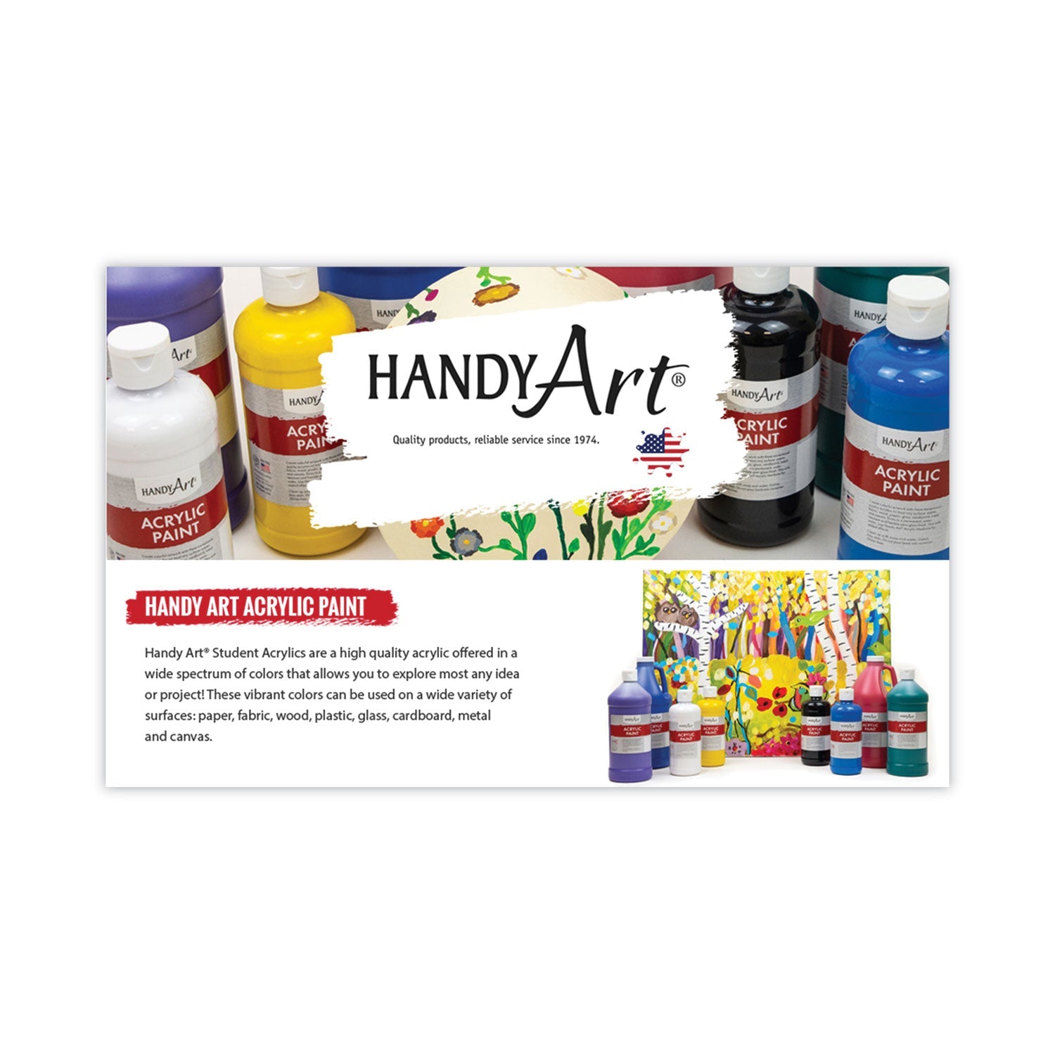 Handy Art Acrylic Paint, Black, 64 oz Bottle