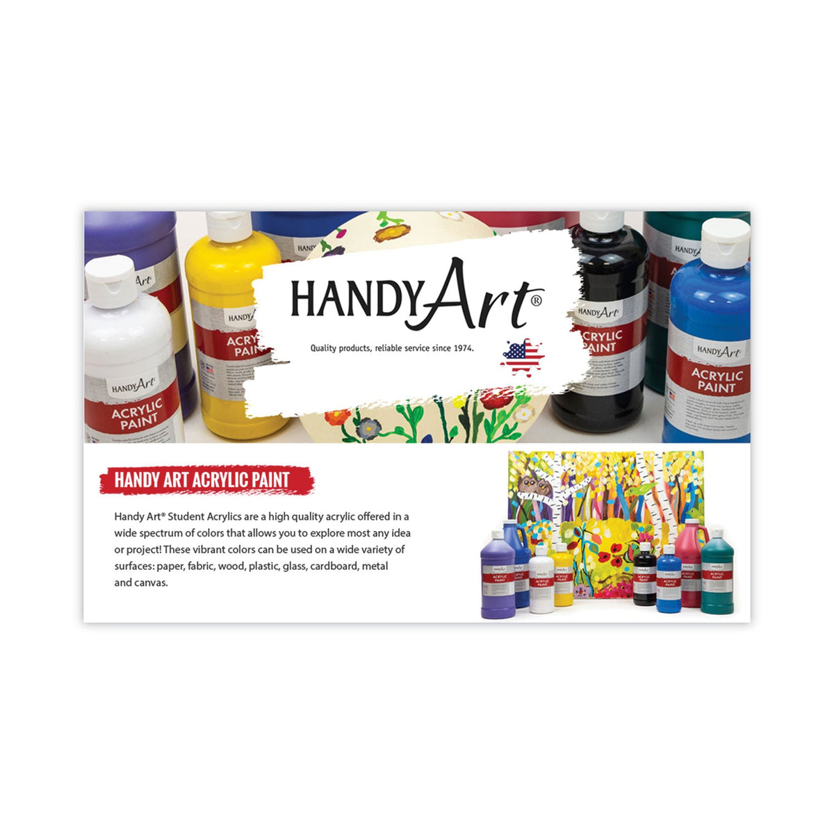 Handy Art Acrylic Paint, Red, 64 oz Bottle