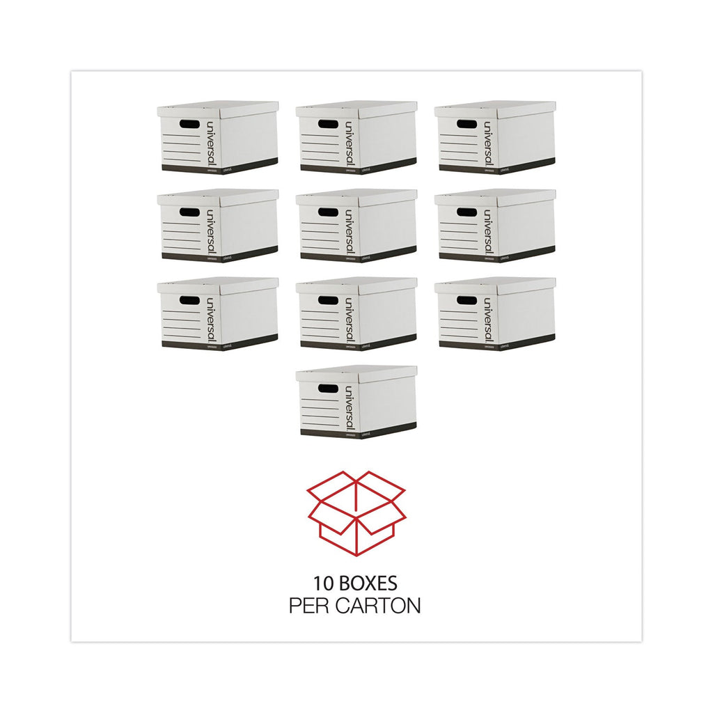 Universal Basic-Duty Economy Record Storage Boxes, Letter/Legal Files, 12" x 15" x 10", White, 10/Carton