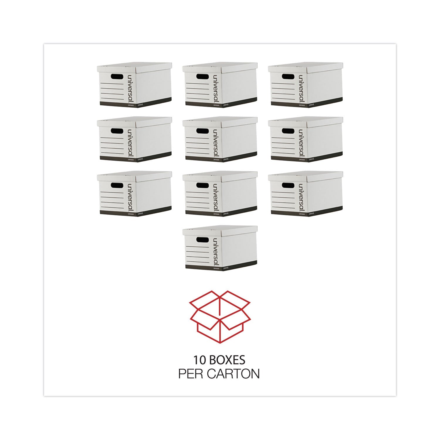 Universal Basic-Duty Economy Record Storage Boxes, Letter/Legal Files, 12" x 15" x 10", White, 10/Carton