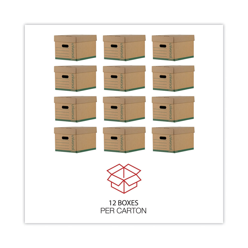 Universal Professional-Grade Heavy-Duty Storage Boxes, Letter/Legal Files, Kraft/Green, 12/Carton