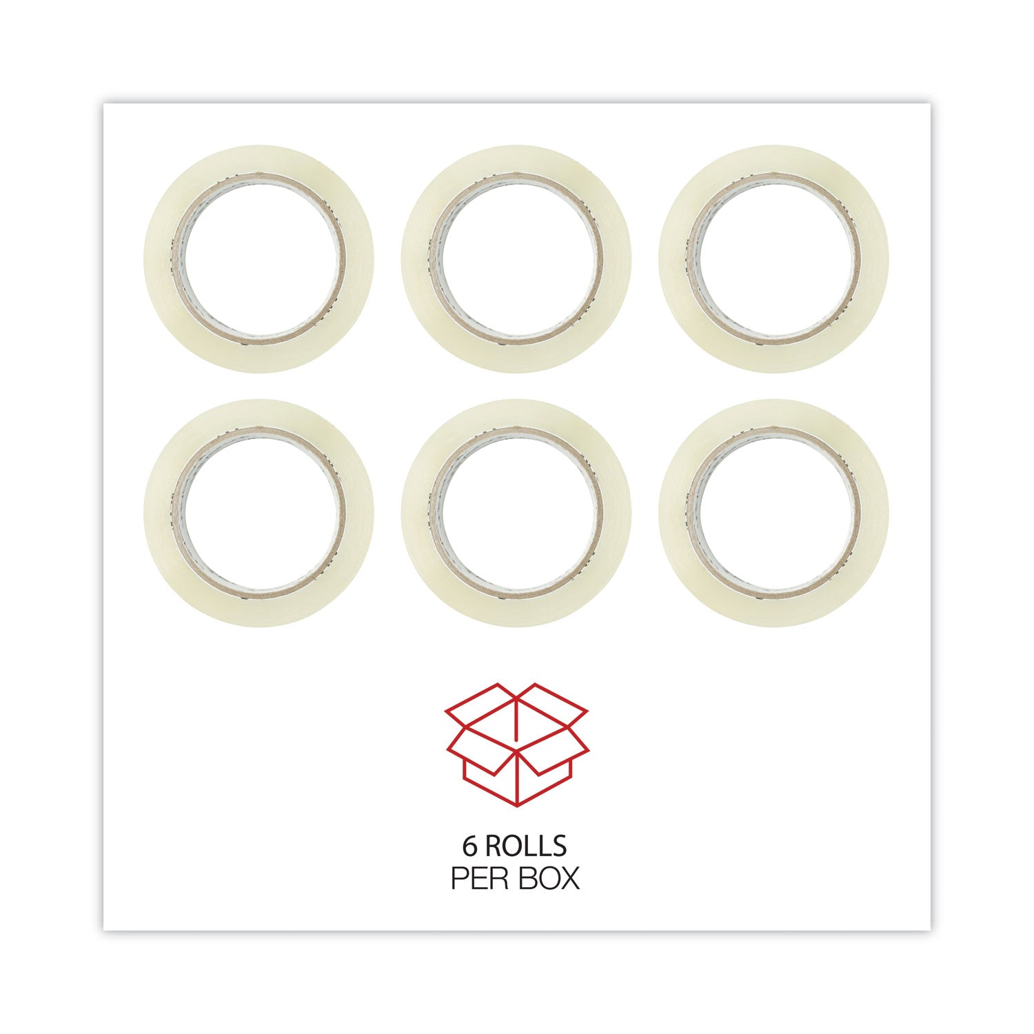Universal Heavy-Duty Acrylic Box Sealing Tape, 3" Core, 1.88" x 54.6 yds, Clear, 6/Pack