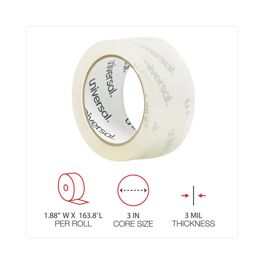 Universal Heavy-Duty Acrylic Box Sealing Tape, 3" Core, 1.88" x 54.6 yds, Clear, 6/Pack