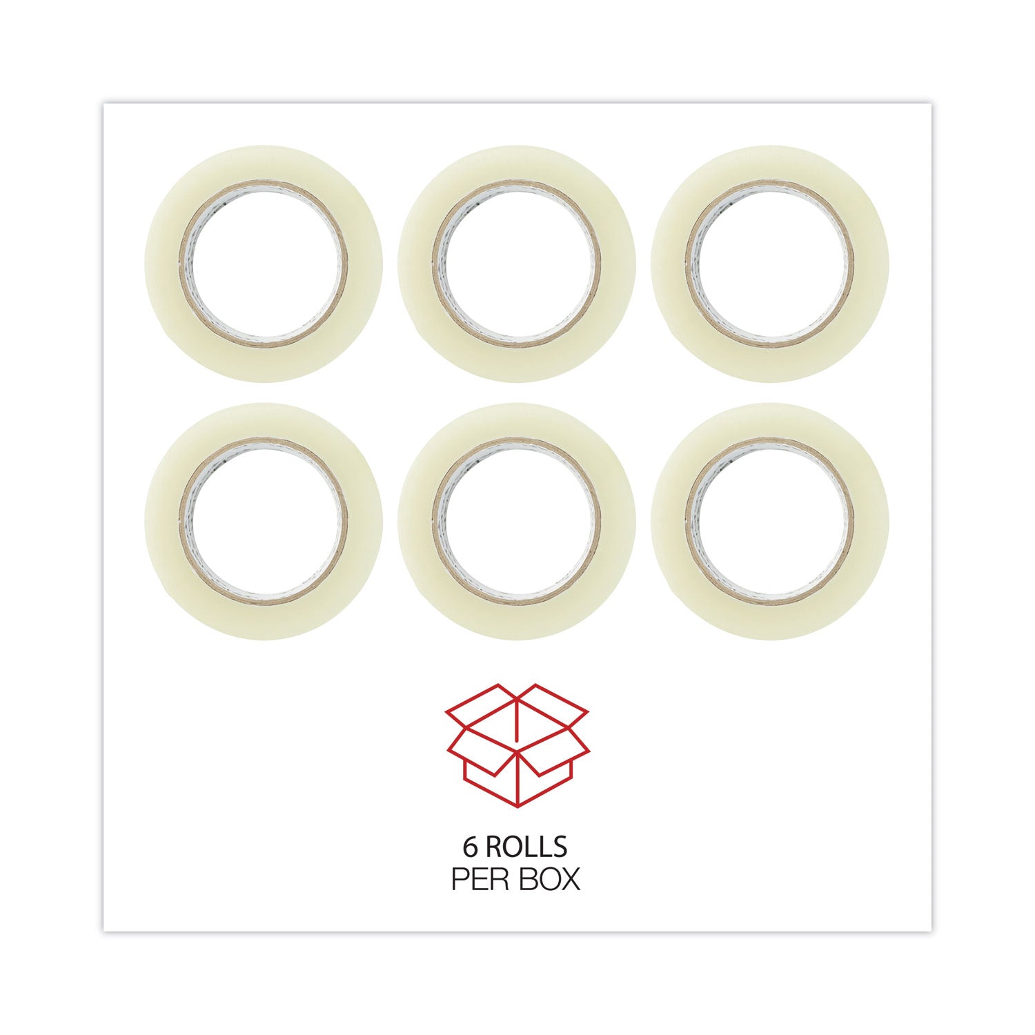 Universal Quiet Tape Box Sealing Tape, 3" Core, 1.88" x 110 yds, Clear, 6/Pack