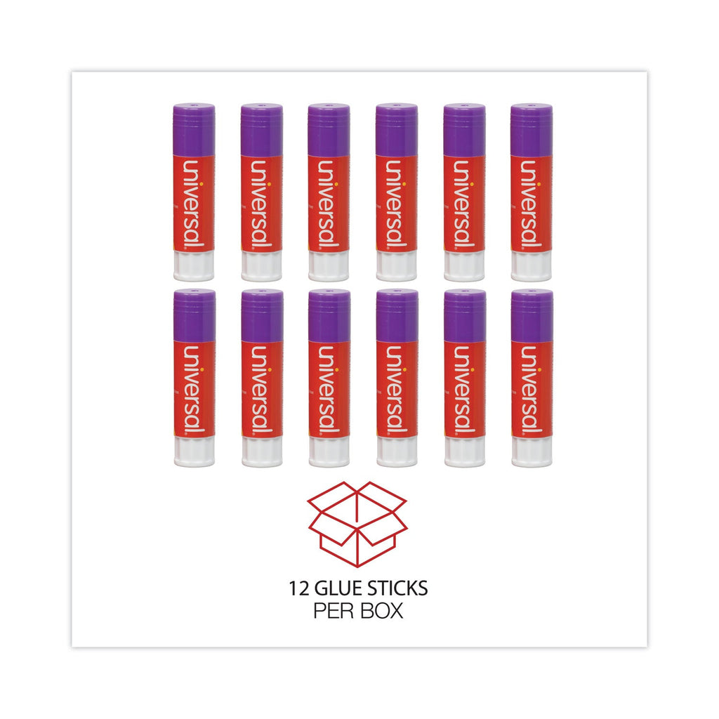 Universal Glue Stick, 1.3 oz, Applies Purple, Dries Clear, 12/Pack