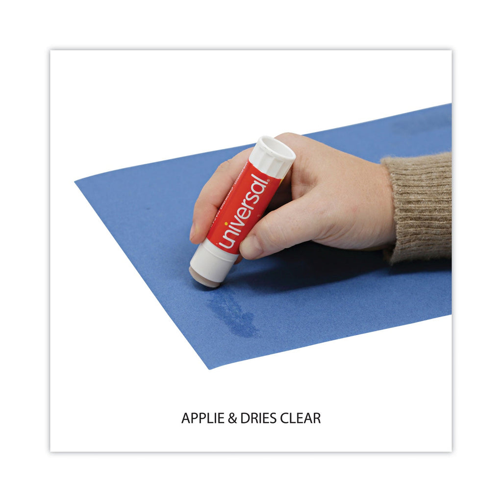 Universal Glue Stick, 1.3 oz, Applies Purple, Dries Clear, 12/Pack