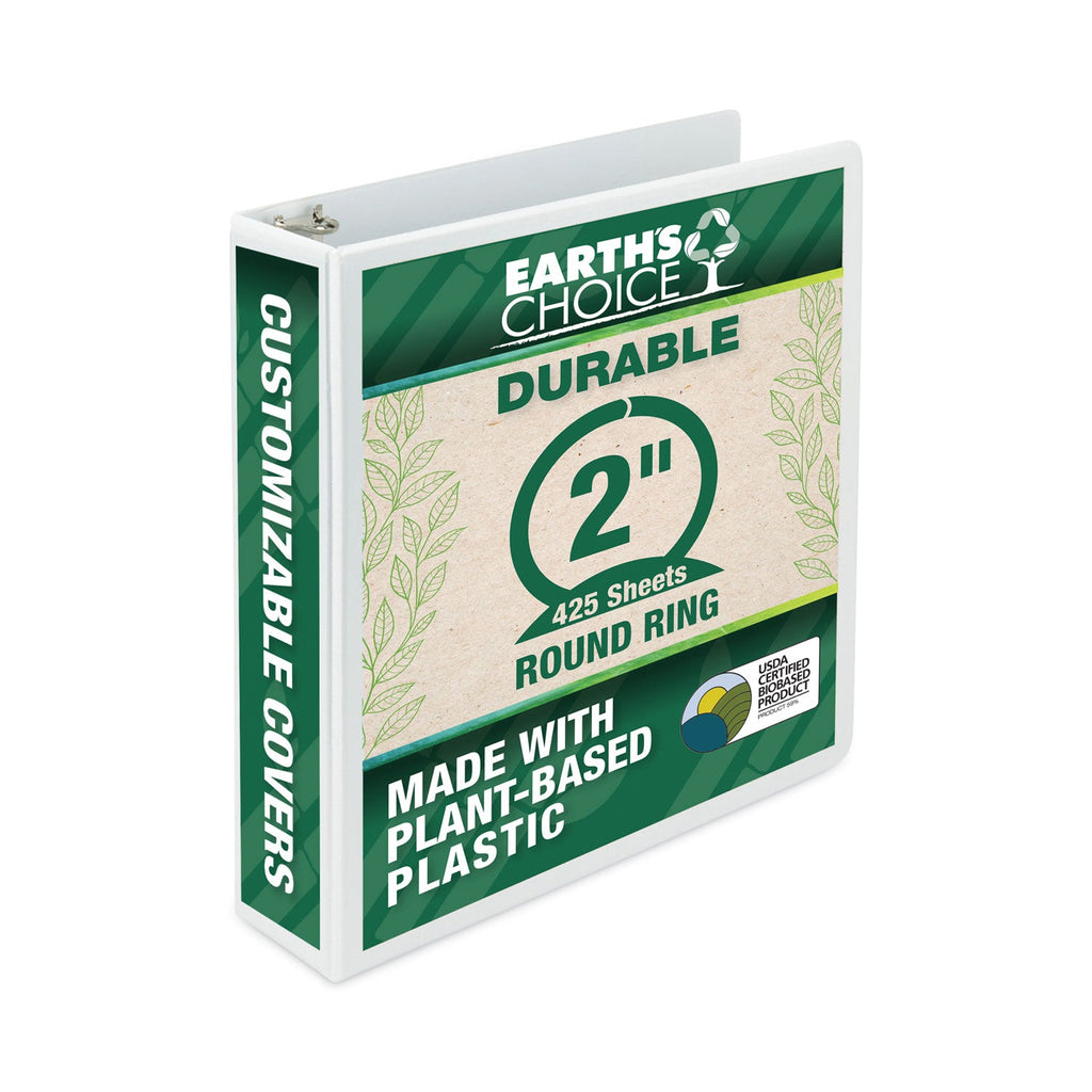 Samsill Earth's Choice Biobased Round Ring View Binder, 3 Rings, 2" Capacity, 11 x 8.5, White