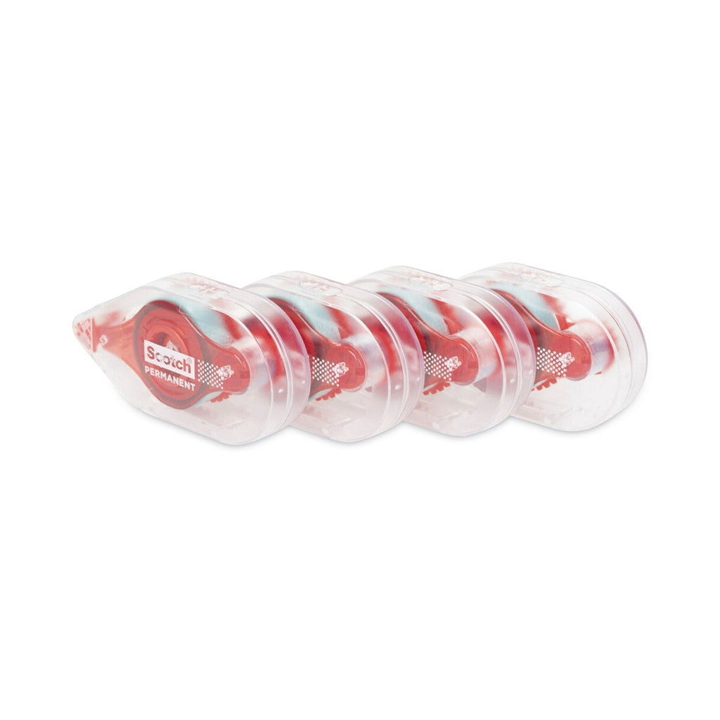 Scotch Tape Runner, 0.31" x 49 ft, Dries Clear, 4/Pack