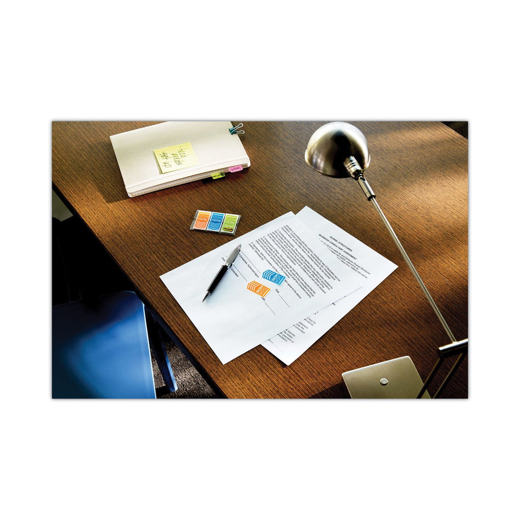 Post-it Arrow Message 0.5" Page Flags, Five Assorted Bright Colors, 20 Flags/Dispenser, 5 Dispensers/Pack