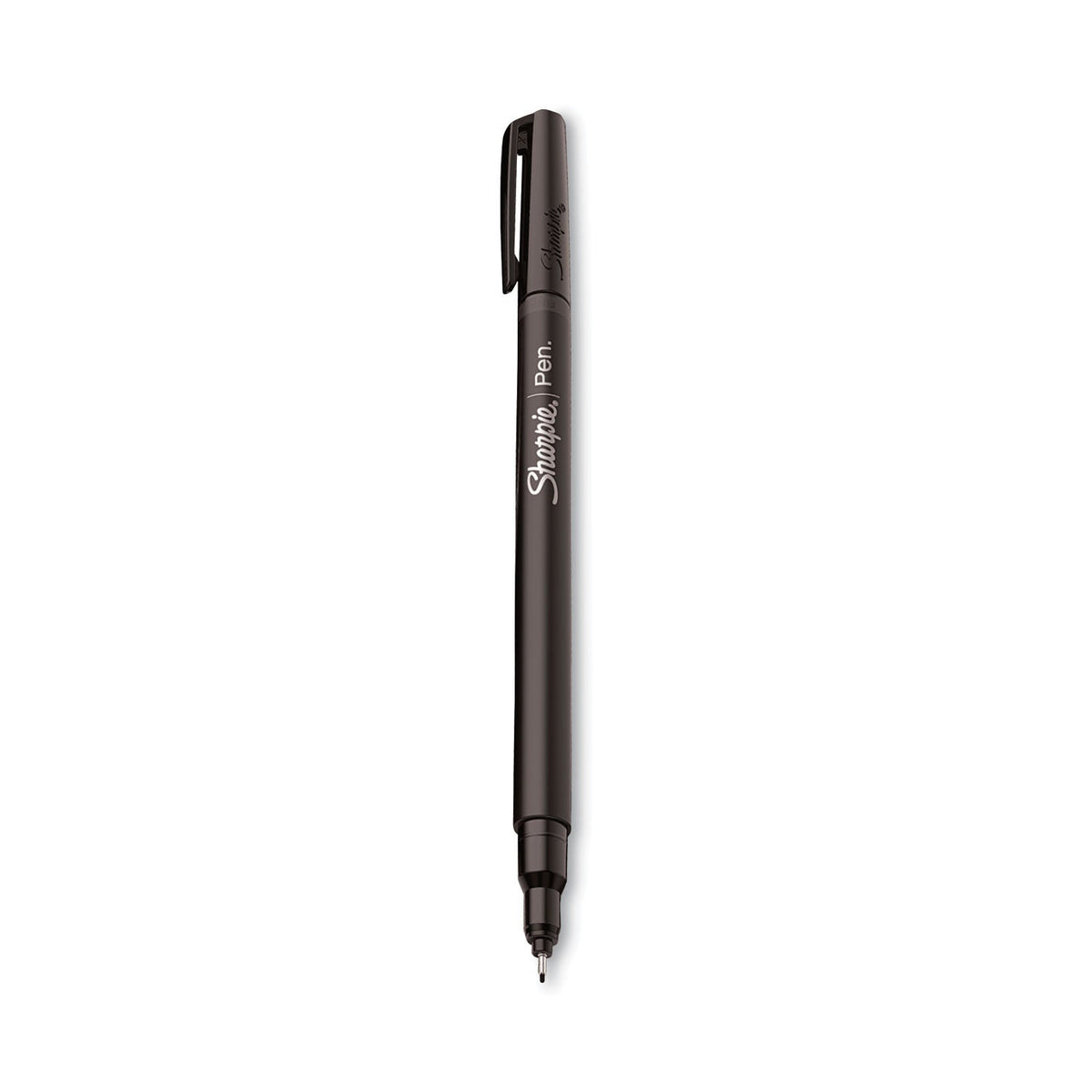 Sharpie Water-Resistant Ink Porous Point Pen, Stick, Fine 0.4 mm, Black Ink, Black/Gray Barrel, Dozen