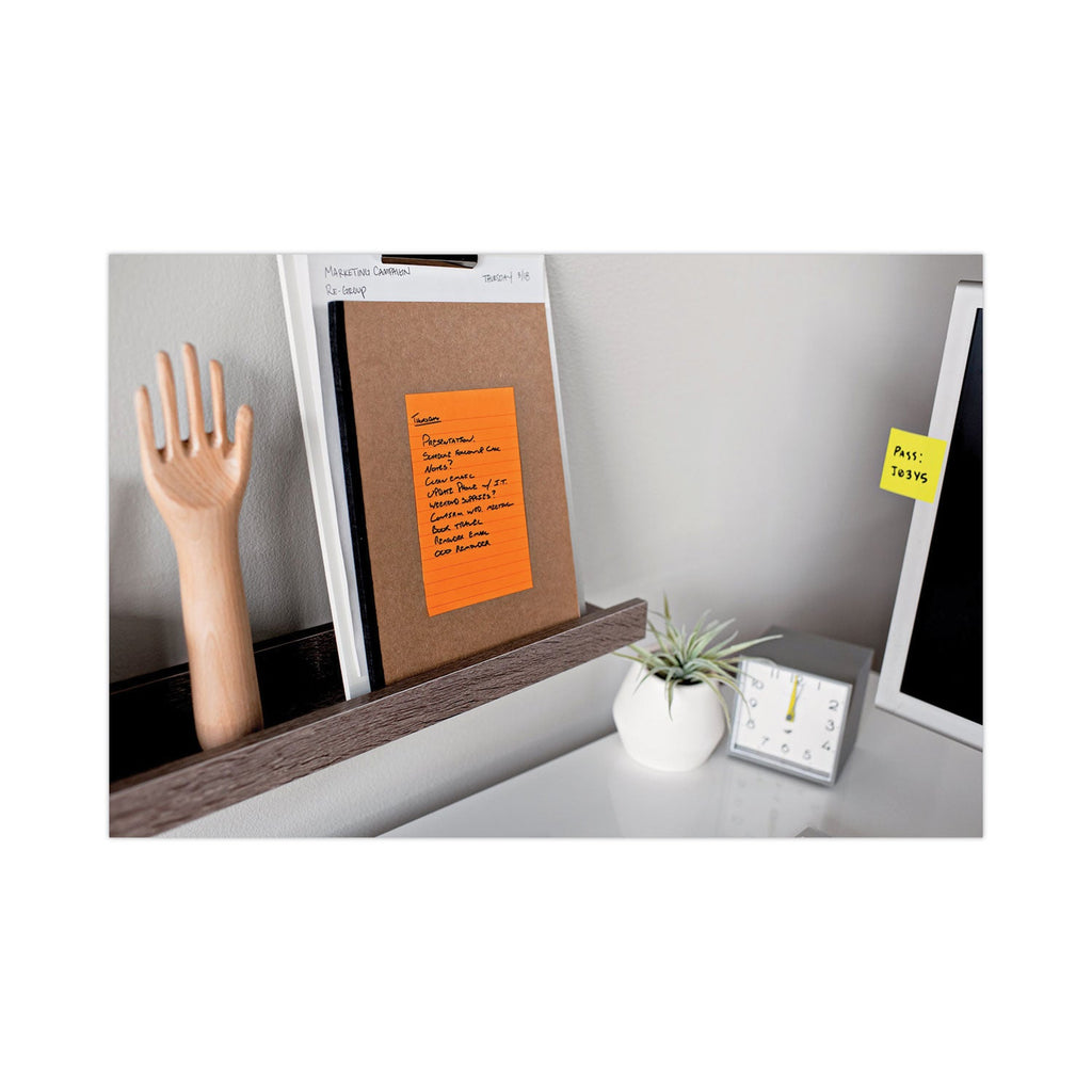 Post-it Pads in Energy Boost Collection Colors, Note Ruled, 5" x 8", 45 Sheets/Pad, 4 Pads/Pack