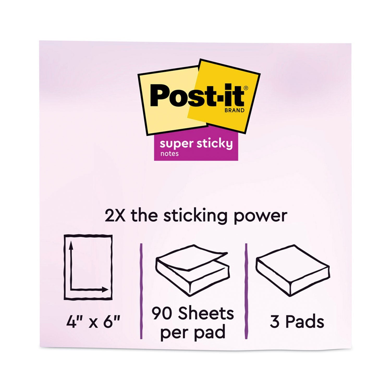 Post-it Pads in Playful Primary Collection Colors, Note Ruled, 4" x 6", 90 Sheets/Pad, 3 Pads/Pack