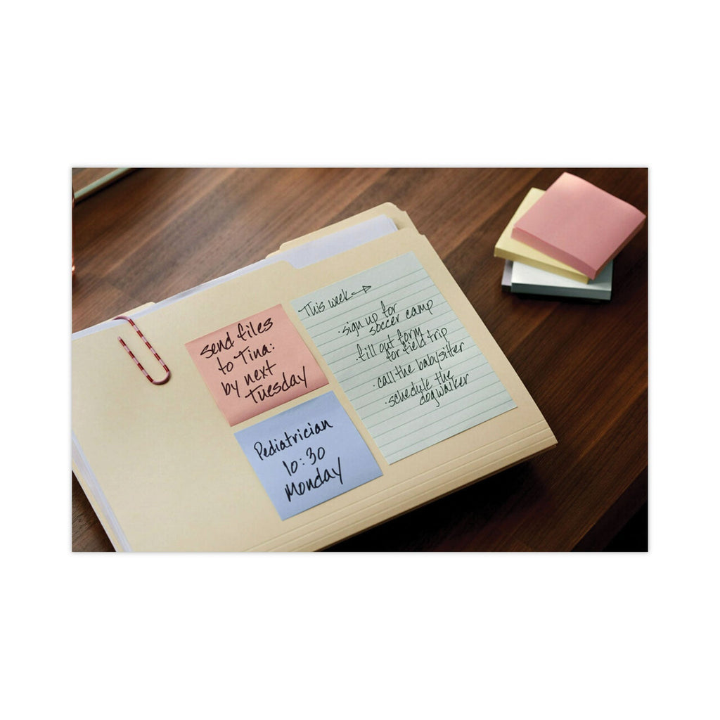 Post-it Original Pads in Beachside Cafe Collection Colors, Note Ruled, 4" x 6", 100 Sheets/Pad, 5 Pads/Pack