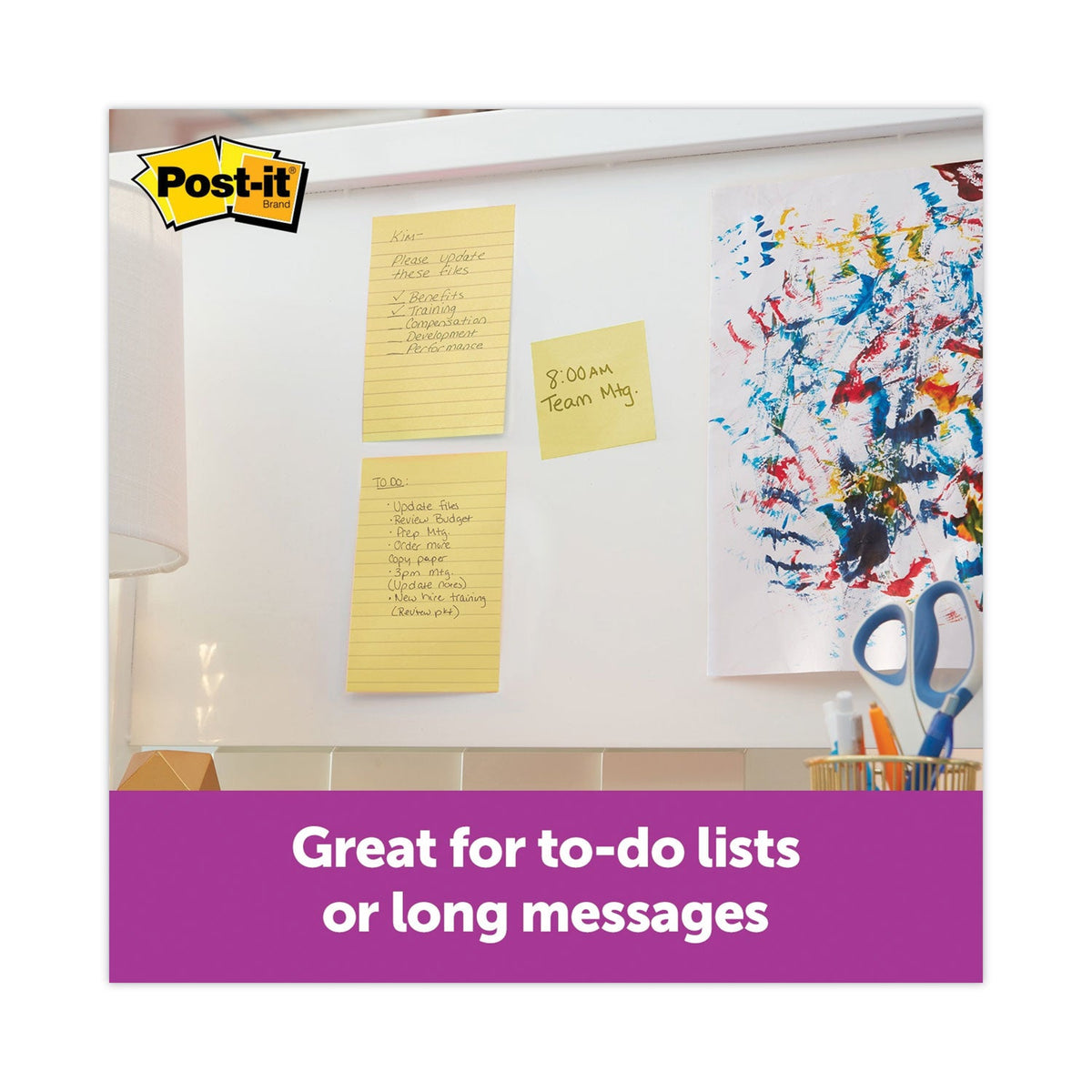 Post-it Pads in Canary Yellow, Note Ruled, 4" x 6", 90 Sheets/Pad, 5 Pads/Pack