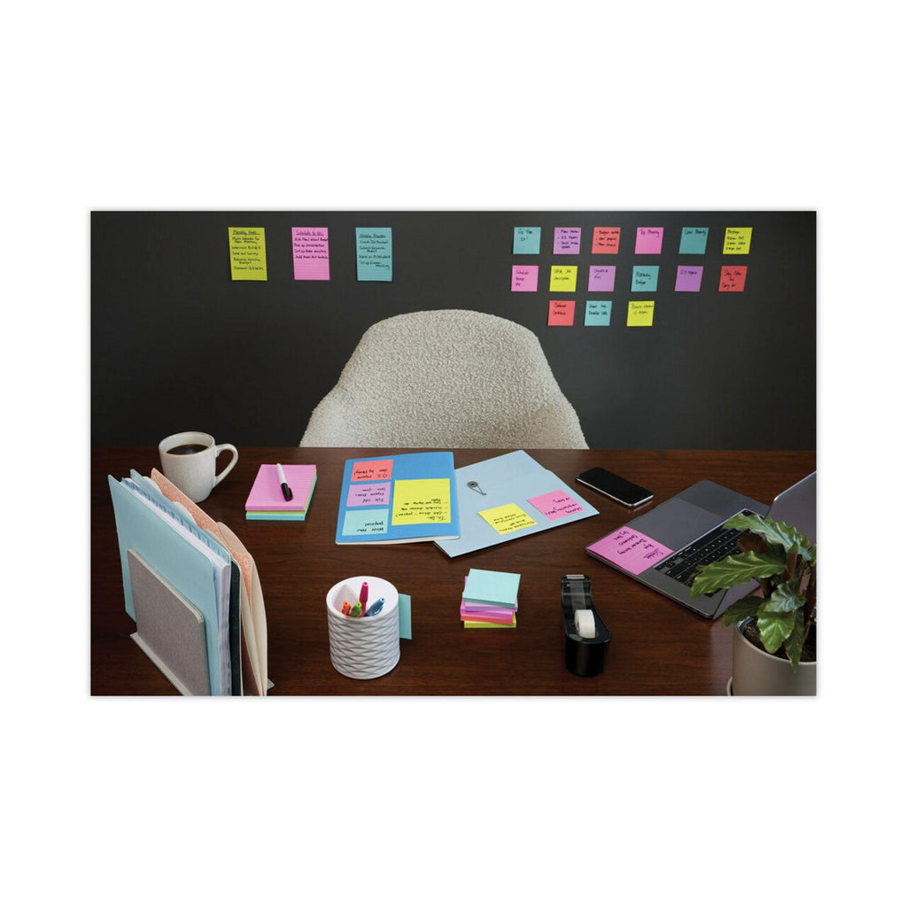 Post-it Pads in Supernova Neon Collection Colors, Note Ruled, 4" x 4", 90 Sheets/Pad, 6 Pads/Pack