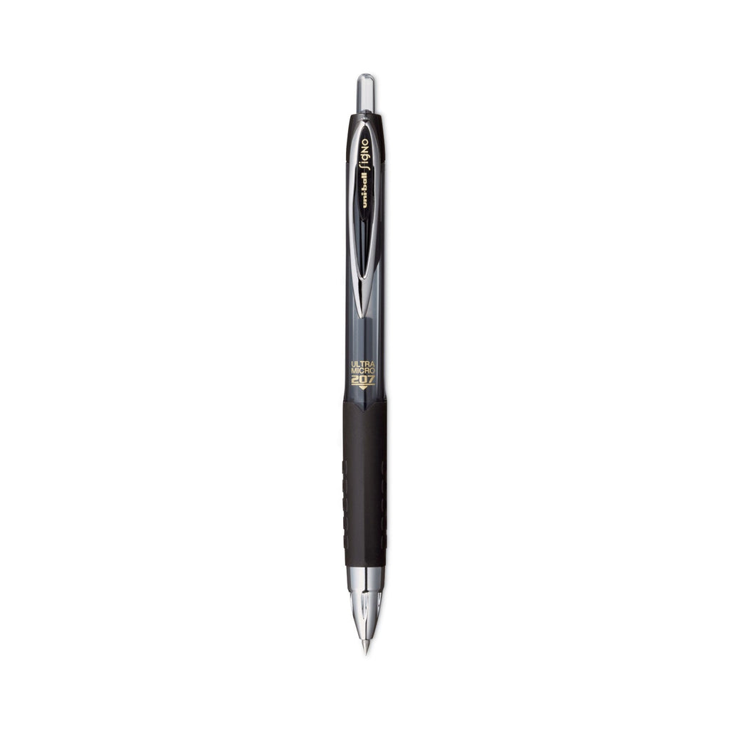 uniball 207 Signo Gel Ultra Micro Gel Pen, Retractable, Extra-Fine 0.38 mm, Black Ink, Smoke Barrel